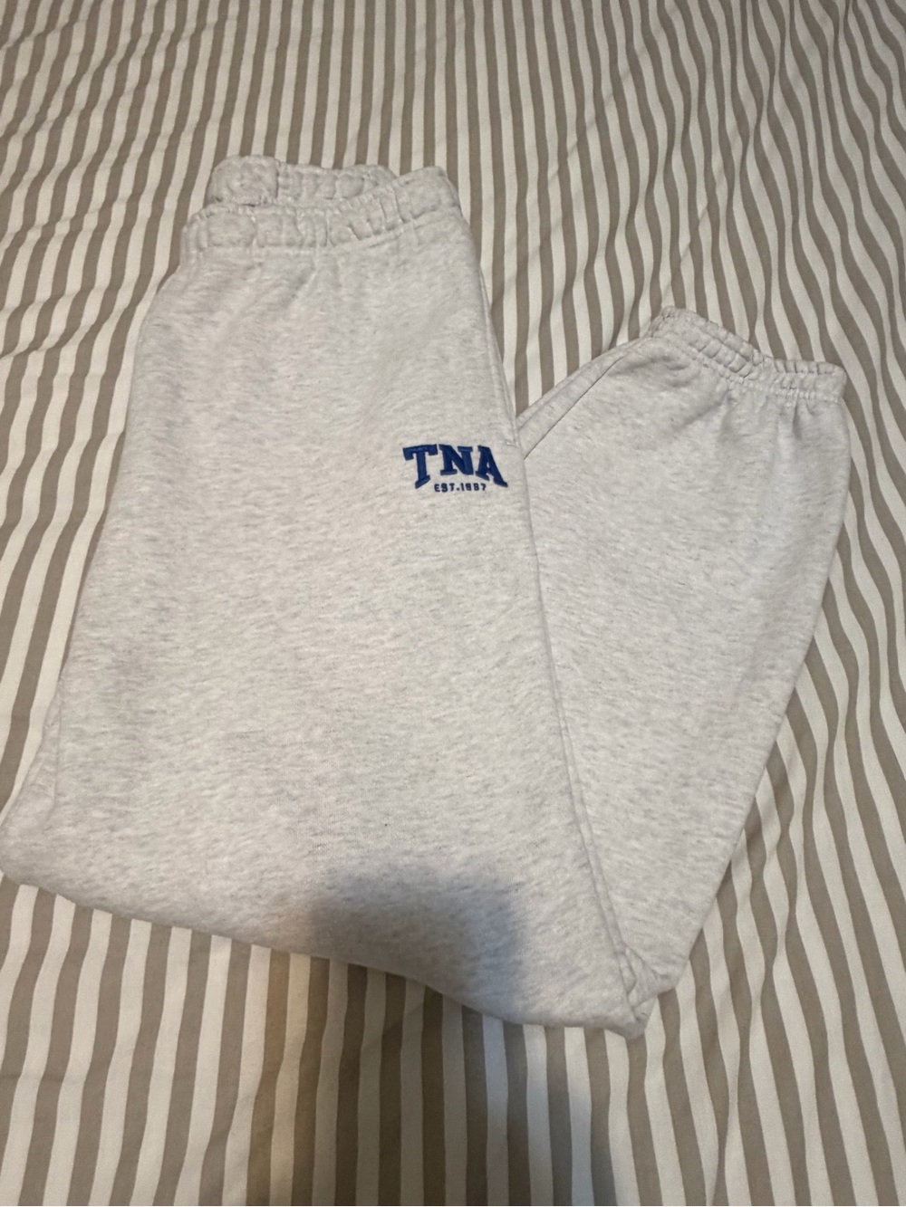 TNA Light Gray Sweat Joggers with Blue Logo